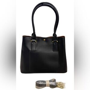 Melie Bianco Shoulder Bag Black Faux Leather With Crossbody Strap EUC